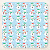Cute Kerstmis Snowman Pattern Kartonnen Onderzetters (Voorkant)