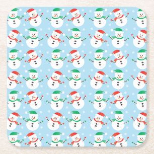 Cute Kerstmis Snowman Pattern Kartonnen Onderzetters