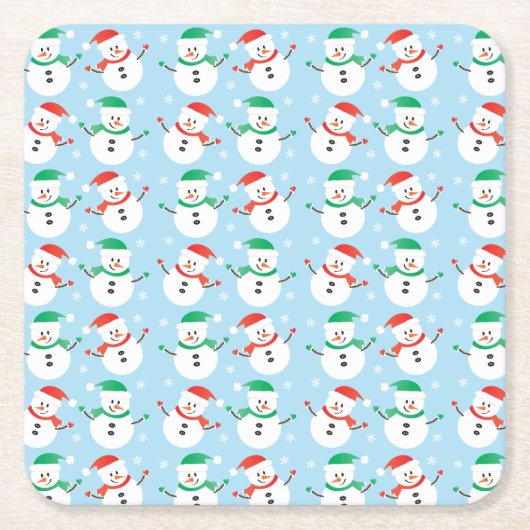 Cute Kerstmis Snowman Pattern Kartonnen Onderzetters (Voorkant)