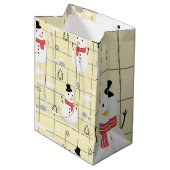 Cute Kerstmis Snowman Pattern Medium Cadeauzakje (Voorkant Gekanteld)