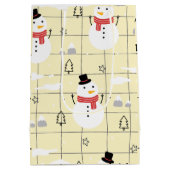Cute Kerstmis Snowman Pattern Medium Cadeauzakje (Achterkant)