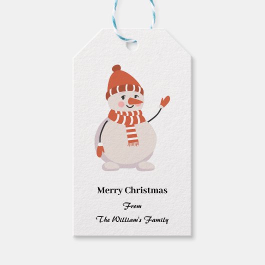 Cute Kerstmis Snowman Persoonlijk Cadeaulabel (Voorkant)