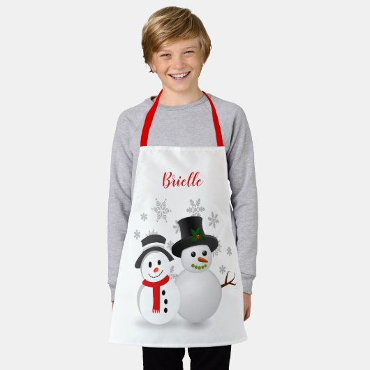 Cute Kerstmis Snowman Persoonlijk Schort (Gedragen)