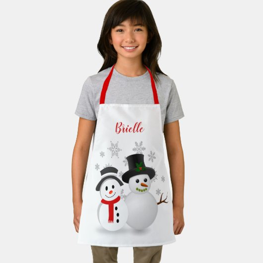 Cute Kerstmis Snowman Persoonlijk Schort (Insitu)