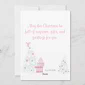 Cute Kerstmis Snowman Pink en Mint Feestdagenkaart (Achterkant)