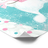 Cute Kerstmis Snowman Pink en Mint Poster (Hoek)