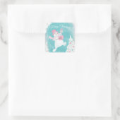 Cute Kerstmis Snowman Pink en Mint Vierkante Sticker (Tas)