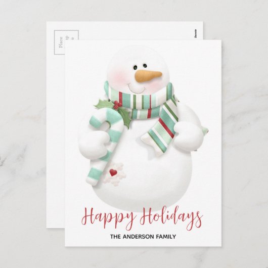 Cute Kerstmis Snowman Prettige feestdagen (Voorkant / Achterkant)