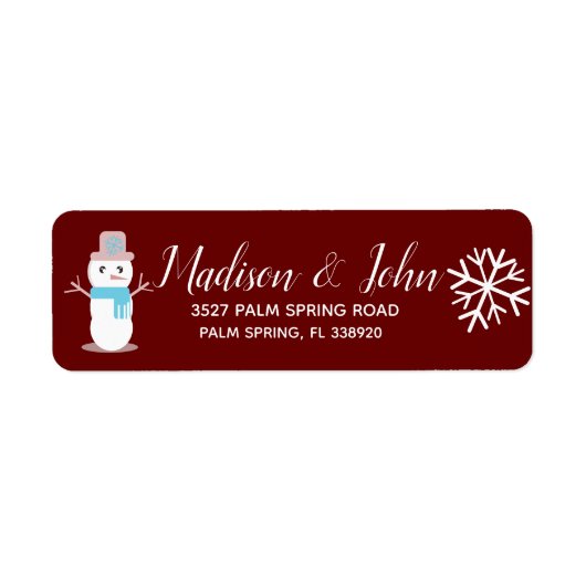 Cute Kerstmis Snowman Snowflake Adres Etiket (Voorkant)