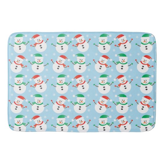 Cute Kerstmis Snowman Snowflake Pattern Badmat (Voorkant)