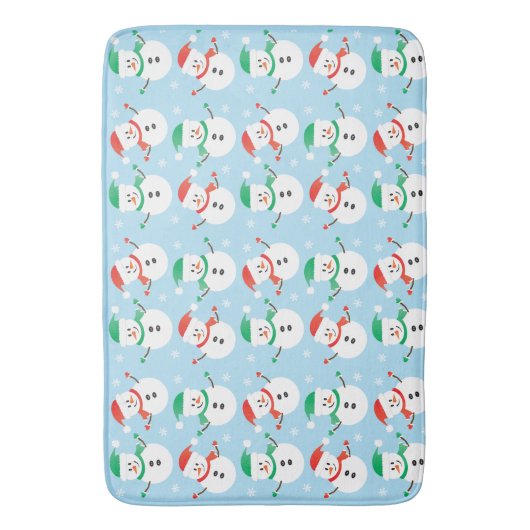 Cute Kerstmis Snowman Snowflake Pattern Badmat (Voorkant Verticaal)