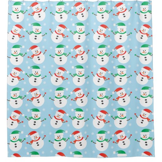 Cute Kerstmis Snowman Snowflake Pattern Douchegordijn (Voorkant)