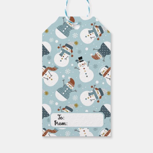 Cute Kerstmis Snowmen Cadeaulabel (Achterkant)