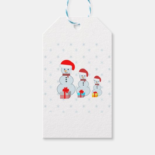 Cute Kerstmis Snowmen Cadeaulabel (Voorkant)