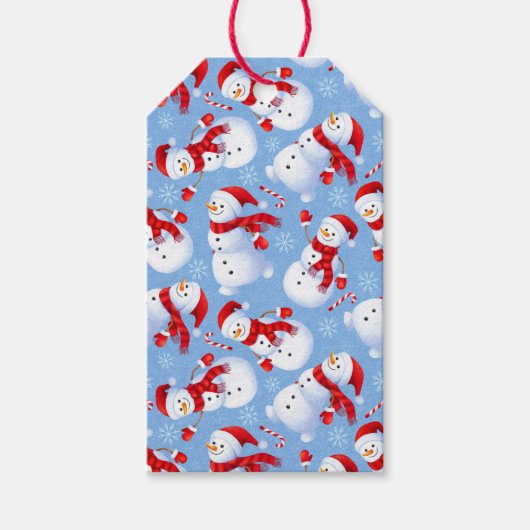 Cute Kerstmis Snowmen Cadeaulabel (Voorkant)