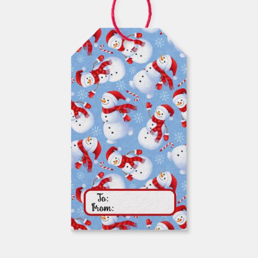 Cute Kerstmis Snowmen Cadeaulabel (Achterkant)
