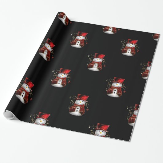 Cute Kerstmis Snowmen Cadeaupapier (Uitgerold)