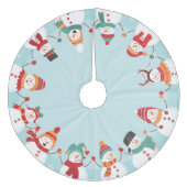 Cute Kerstmis Snowmen Fleece Kerstboom Rok (Voorkant)