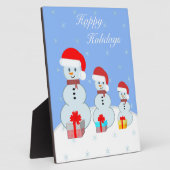 Cute Kerstmis Snowmen Fotoplaat (Zijkant)