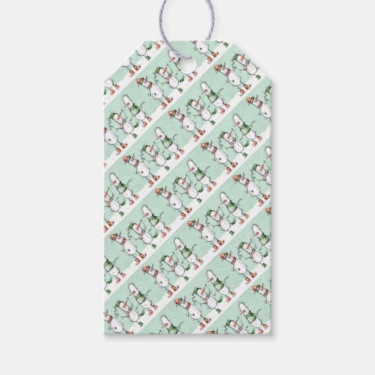Cute Kerstmis Snowmen Gift Labels Cadeaulabel (Voorkant)