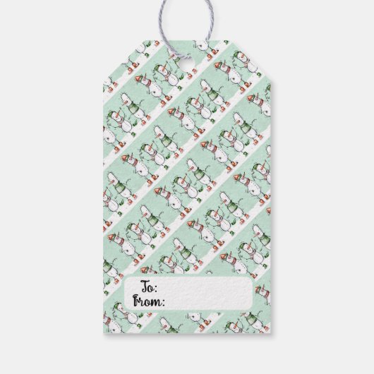 Cute Kerstmis Snowmen Gift Labels Cadeaulabel (Achterkant)