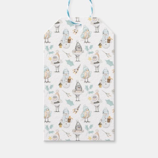 Cute Kerstmis Snowmen Gift Labels Cadeaulabel (Voorkant)