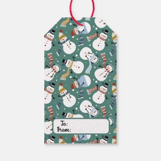 Cute Kerstmis Snowmen Gift Labels Cadeaulabel (Achterkant)