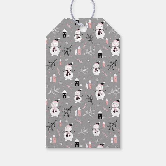 Cute Kerstmis Snowmen Gift Labels Cadeaulabel (Voorkant)
