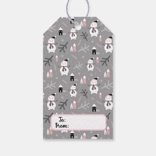 Cute Kerstmis Snowmen Gift Labels Cadeaulabel (Achterkant)