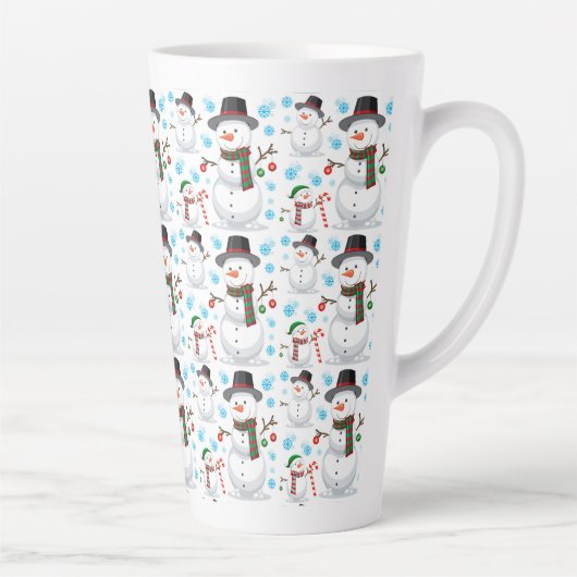 Cute Kerstmis Snowmen Latte Mok (Rechts)