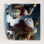 Cute Kerstmis Snowmen Legpuzzel (Horizontaal)