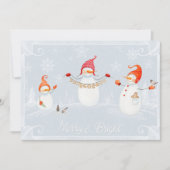 Cute Kerstmis Snowmen Merry en Bright Feestdagenkaart (Voorkant)