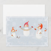 Cute Kerstmis Snowmen Merry en Bright Feestdagenkaart (Voorkant / Achterkant)