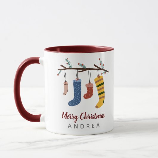 Cute Kerstmis Sokken Holiday Gift Mok (Links)