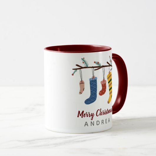 Cute Kerstmis Sokken Holiday Gift Mok (Voorkant rechts)