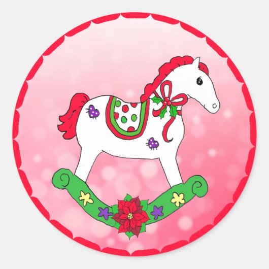 Cute Kerstmis-springpaardenfeestdag Ronde Sticker (Voorkant)