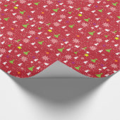 Cute Kerstmis Symbool Pattern Red White & Green Cadeaupapier (Hoek)