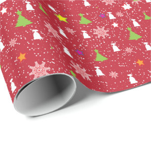 Cute Kerstmis Symbool Pattern Red White & Green Cadeaupapier