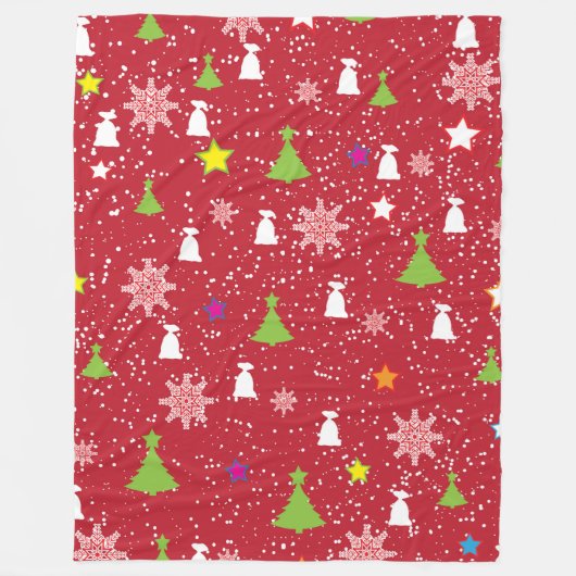 Cute Kerstmis Symbool Pattern Red White & Green Fleece Deken (Voorkant)