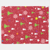 Cute Kerstmis Symbool Pattern Red White & Green Fleece Deken (Voorkant (Horizontaal))