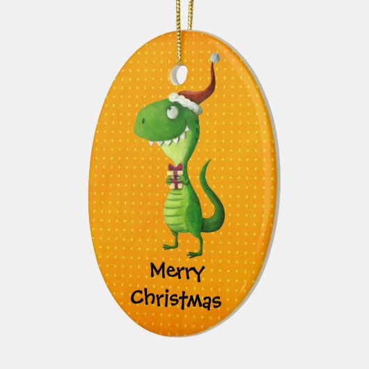 Cute Kerstmis T-rex Keramisch Ornament (Links)