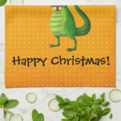Cute Kerstmis T-rex Theedoek (Gevouwen)