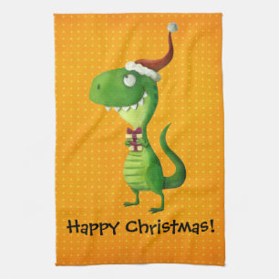Cute Kerstmis T-rex Theedoek