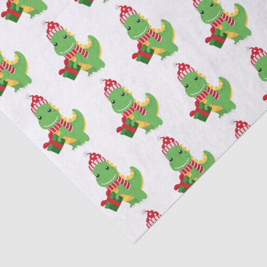 Cute Kerstmis T-Rex Tissuepapier (Detail)