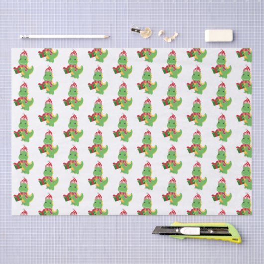 Cute Kerstmis T-Rex Tissuepapier (Craft)