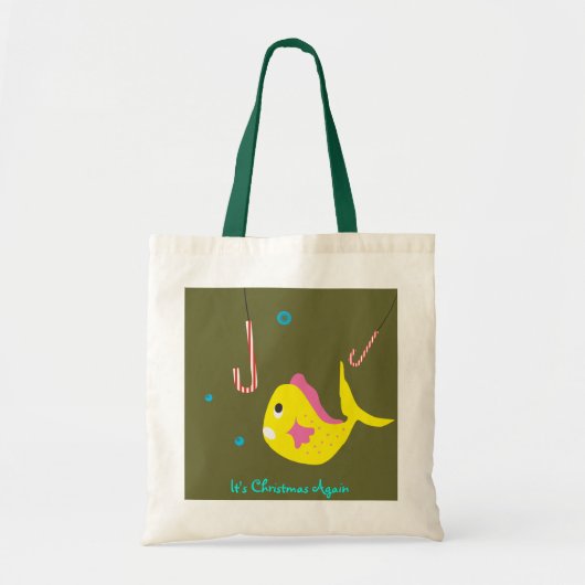 Cute Kerstmis Tas Gift Bag - Fish Candy Cane (Voorkant)