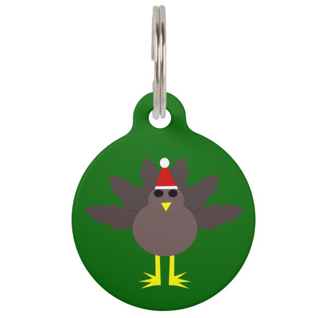 Cute kerstmis Turkey Custom Dog Label Huisdierpenning (Voorkant)