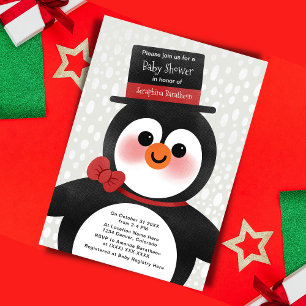 Cute Kerstmis Tuxedo Penguin Baby shower Kaart