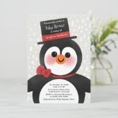 Cute Kerstmis Tuxedo Penguin Baby shower Kaart (Staand voorkant)