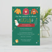 Cute Kerstmis Ugly Sweater Kantoor Party Kaart (Staand voorkant)